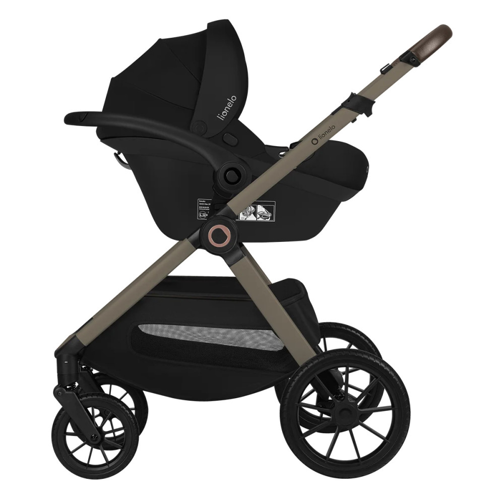 Lionelo Layla 3в1 - детская коляска 3 в 1 с автокреслом, универсальная коляска с большими колесами • Beige Taupe