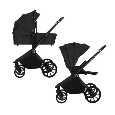 Lionelo Mika Plus 2в1 - детская коляска 2 в 1, универсальная коляска, быстрое складывание • Black Onyx