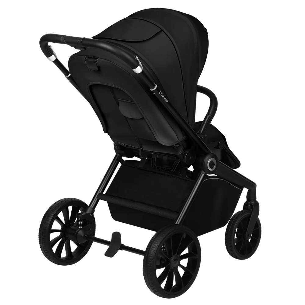 Lionelo Mika Plus 3в1 - детская коляска 3 в 1 с автокреслом, универсальная коляска с большими колесами • Black Onyx