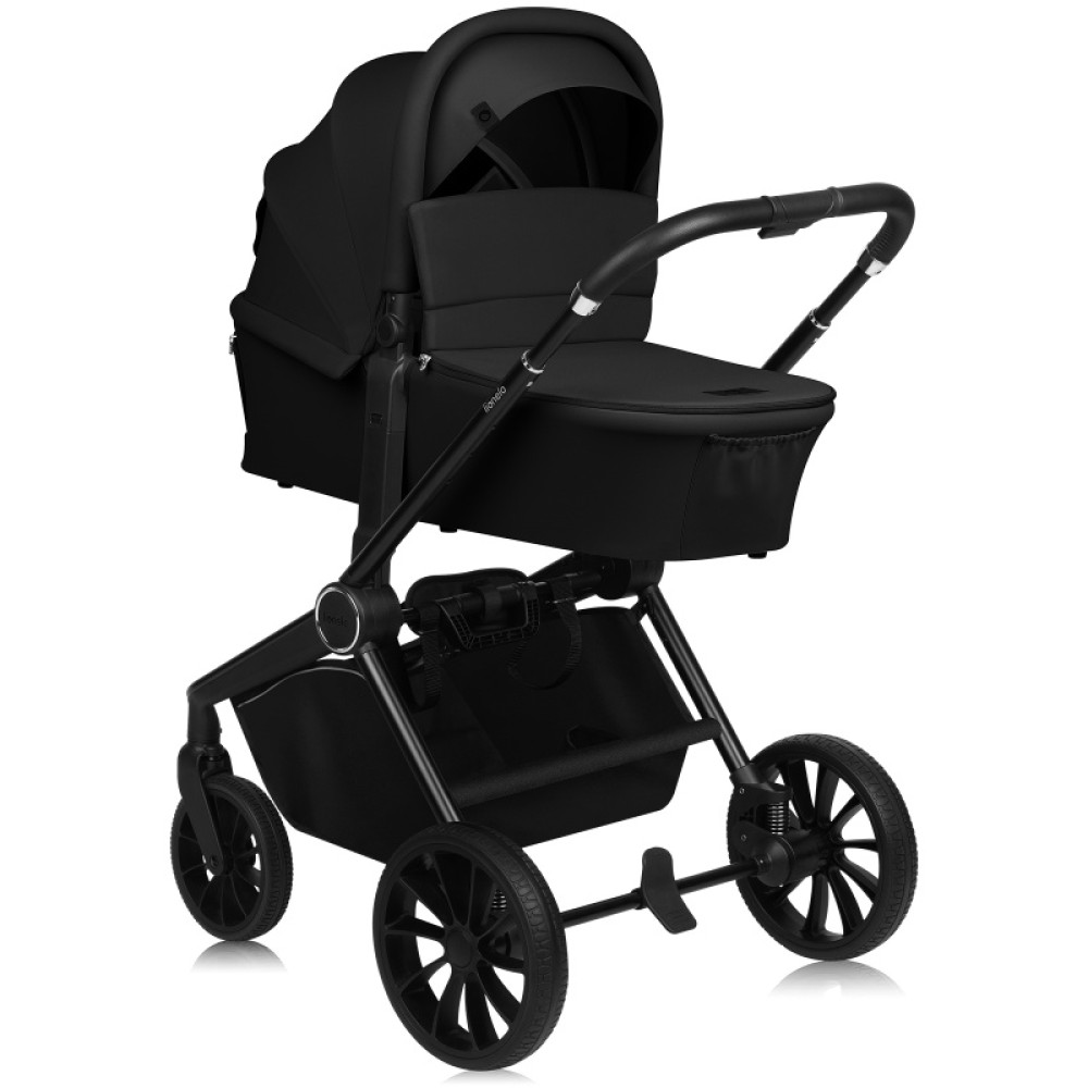 Lionelo Mika Plus 3в1 - детская коляска 3 в 1 с автокреслом, универсальная коляска с большими колесами • Black Onyx