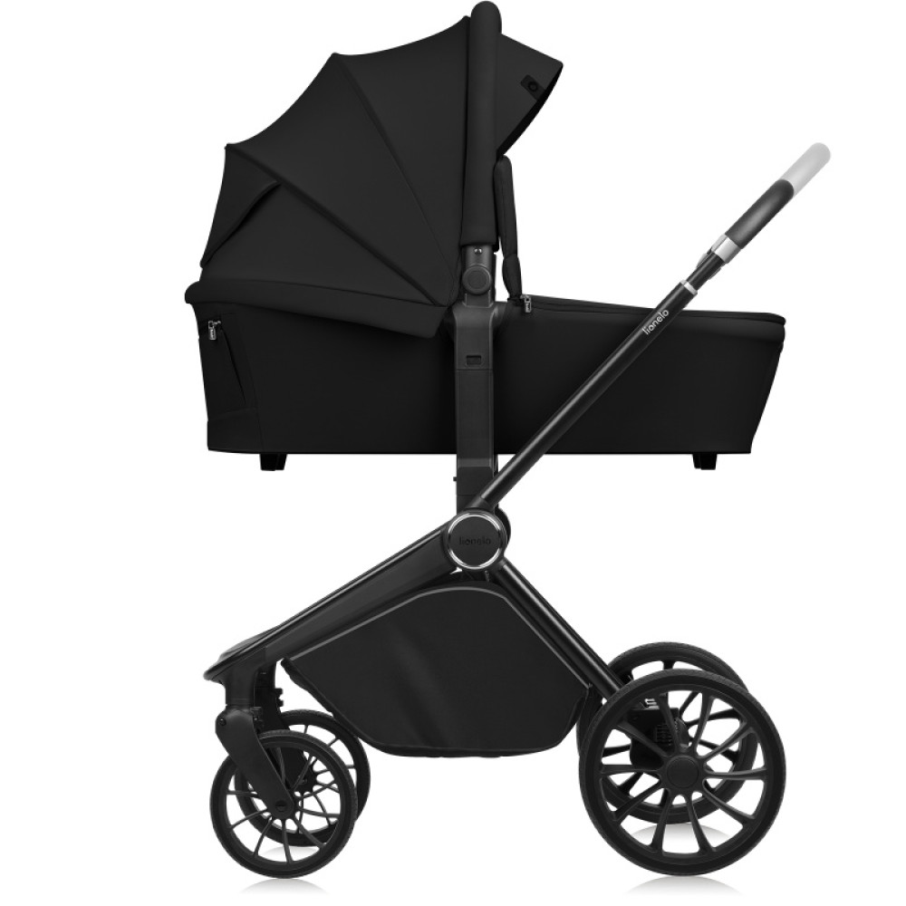 Lionelo Mika Plus 3в1 - детская коляска 3 в 1 с автокреслом, универсальная коляска с большими колесами • Black Onyx