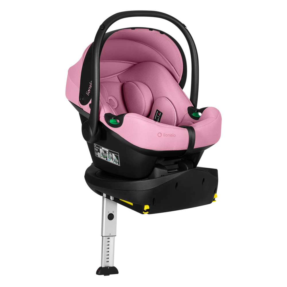 Lionelo Astrid i-Size Set Plus - автокресло для новорожденных с базой ISOFIX (40-87 см/ 0-24 мес) • Pink Coral