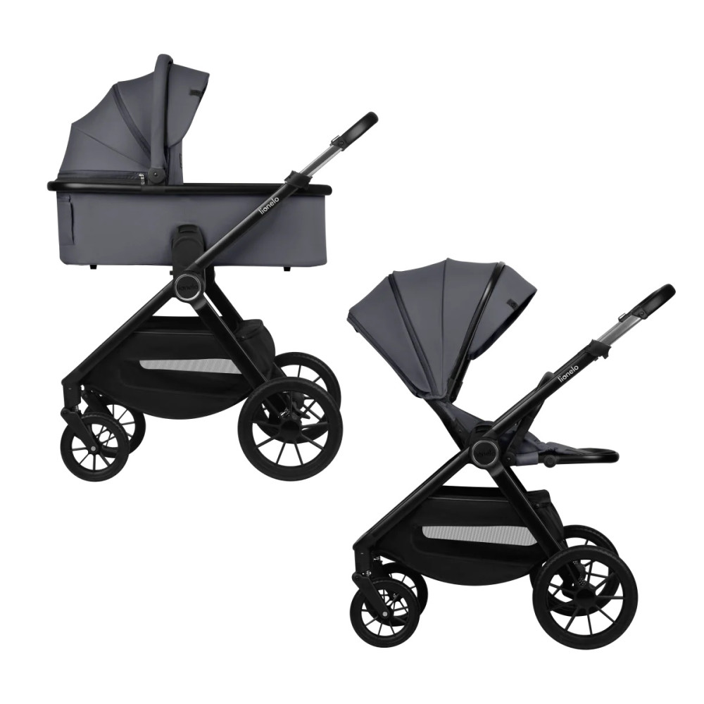 Lionelo Layla 2в1 - детская коляска 2 в 1, универсальная коляска с большими колесами • Grey Stone