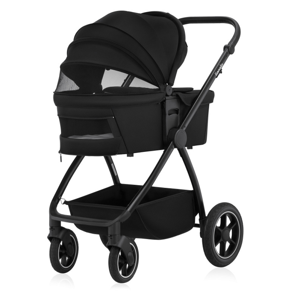 Lionelo Meril 2в1 - детская коляска 2 в 1, коляска с большими колесами, просторная люлька • Black Onyx