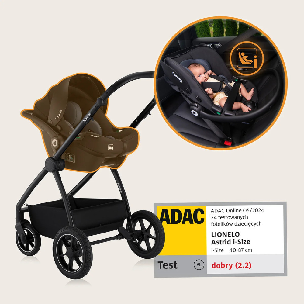 Lionelo Meril 3в1 - детская коляска 3 в 1 с автокреслом, коляска с большими колесами, просторная люлька • Grey Stone