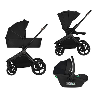 Lionelo Freya 3в1 - детская коляска 3 в 1 с автокреслом, люлька складывается вместе с рамой • Black Onyx