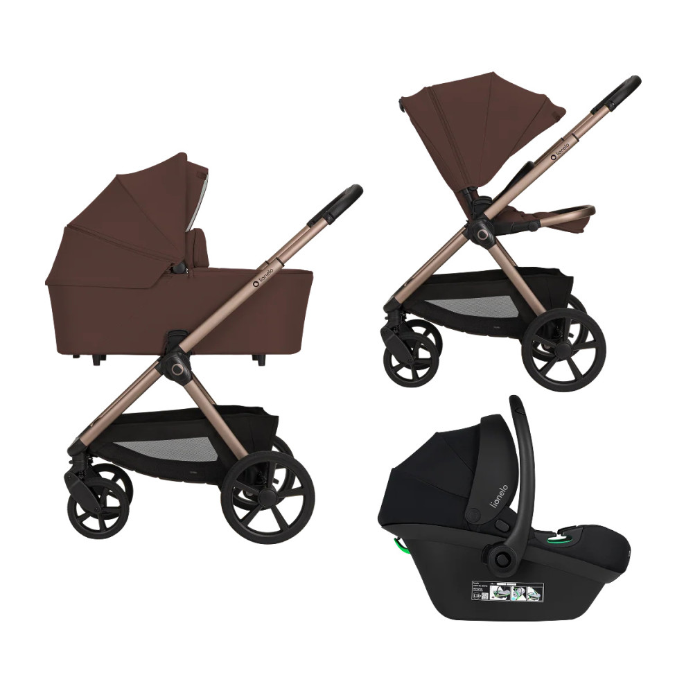 Lionelo Carmine 3в1 - детская коляска 3 в 1 с автокреслом • Brown Chocolate