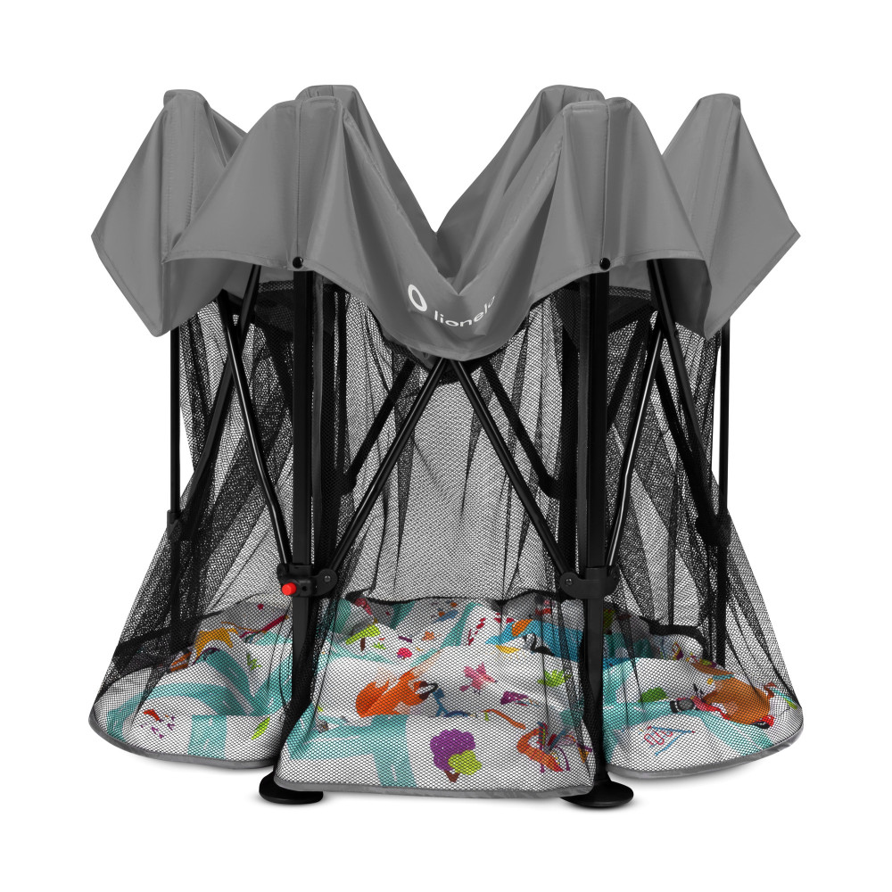 Lionelo Roel Plus - шестиугольный манеж с боковым входом и сумкой • Grey Multicolor Lionelo Roel Plus - шестиугольный манеж с боковым входом и сумкой • Grey Multicolor