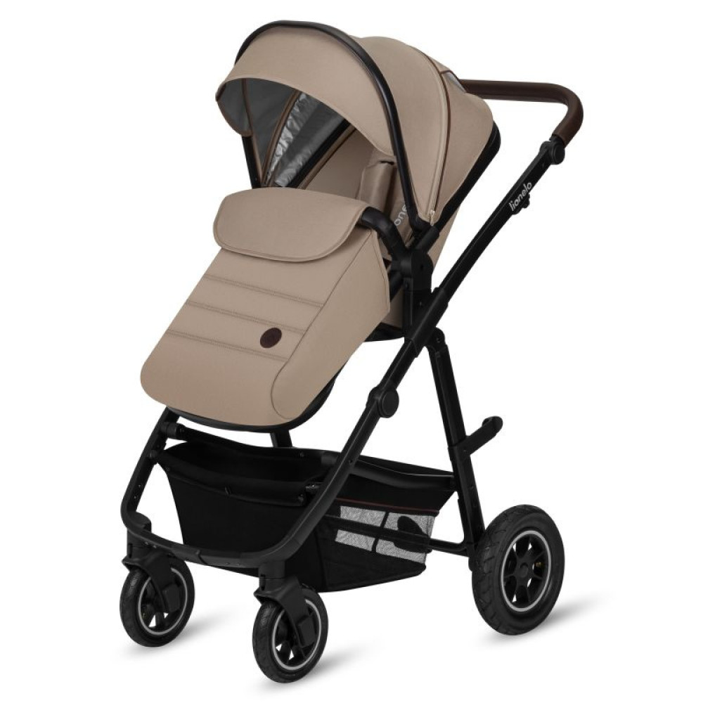 Lionelo Amber 2в1 - детская коляска 2 в 1, универсальная коляска с надувными колесами • Beige Sand