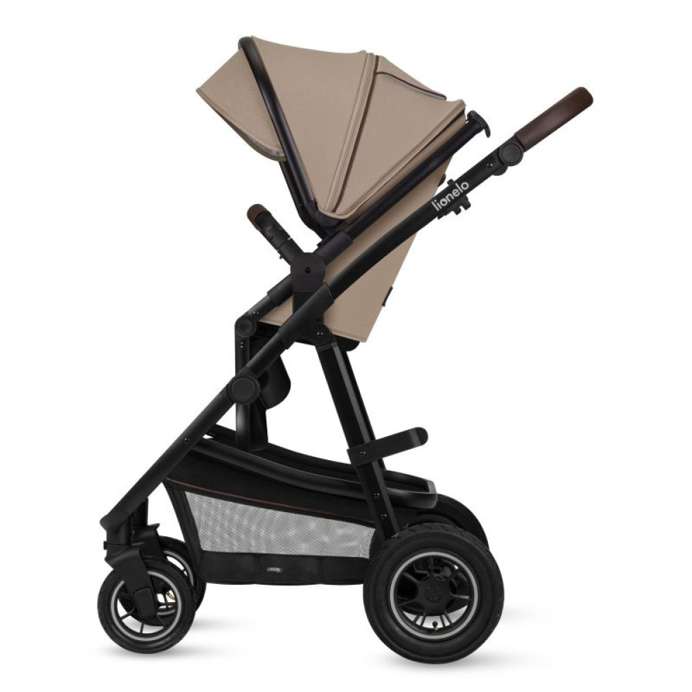 Lionelo Amber 2в1 - детская коляска 2 в 1, универсальная коляска с надувными колесами • Beige Sand