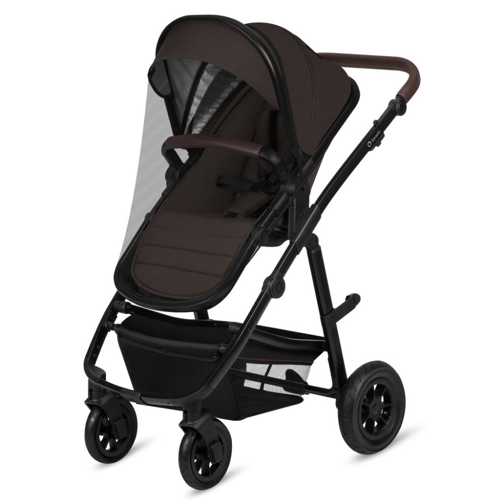 Lionelo Amber 3в1 - детская коляска 3 в 1 с автокреслом, универсальная коляска с надувными колесами • Brown Chocolate