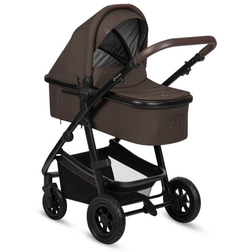 Lionelo Amber 3в1 - детская коляска 3 в 1 с автокреслом, универсальная коляска с надувными колесами • Brown Chocolate
