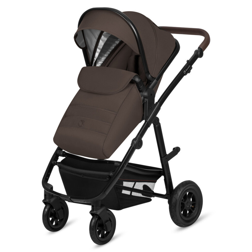 Lionelo Amber 3в1 - детская коляска 3 в 1 с автокреслом, универсальная коляска с надувными колесами • Brown Chocolate