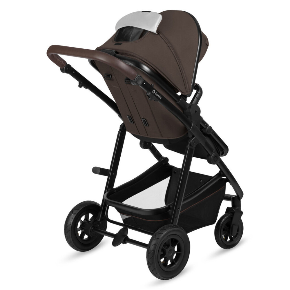 Lionelo Amber 3в1 - детская коляска 3 в 1 с автокреслом, универсальная коляска с надувными колесами • Brown Chocolate