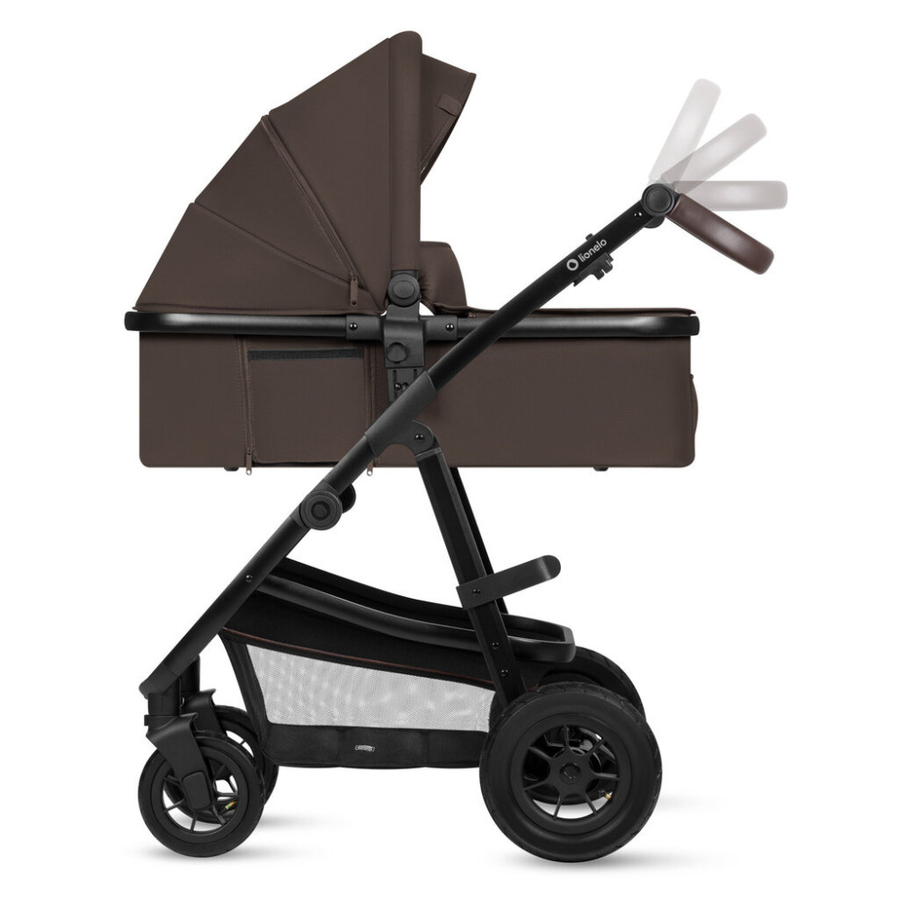 Lionelo Amber 3в1 - детская коляска 3 в 1 с автокреслом, универсальная коляска с надувными колесами • Brown Chocolate