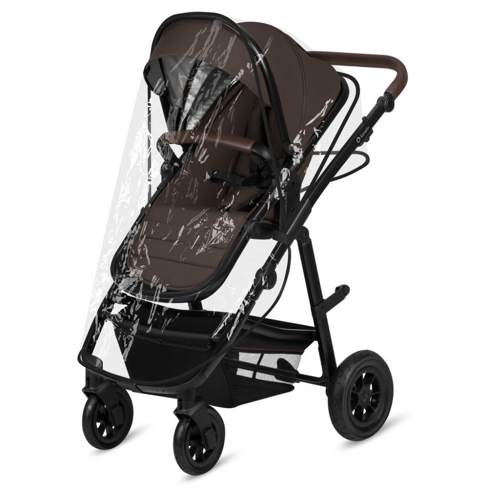 Lionelo Amber 3в1 - детская коляска 3 в 1 с автокреслом, универсальная коляска с надувными колесами • Brown Chocolate