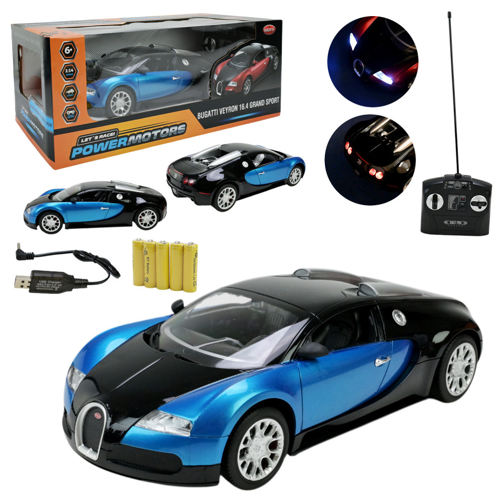 POWERMOTORS Bugatti Veyron 16.4 Grand Sport 1:14 - радіокерована модель • Синя (PM1402) POWERMOTORS Bugatti Veyron 16.4 Grand Sport 1:14 - радіокерована модель • Синя (PM1402)