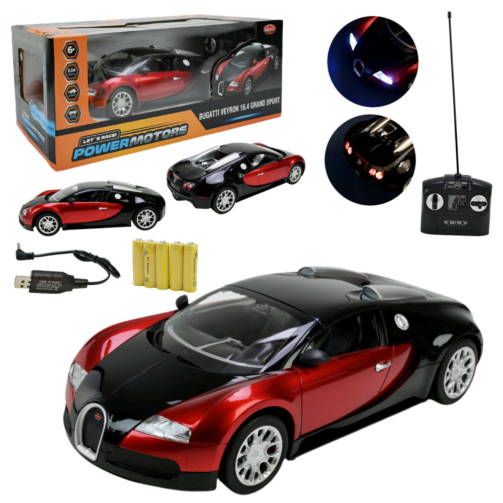 POWERMOTORS Bugatti Veyron 16.4 Grand Sport 1:14 - радіокерована модель • Червона (PM1402)