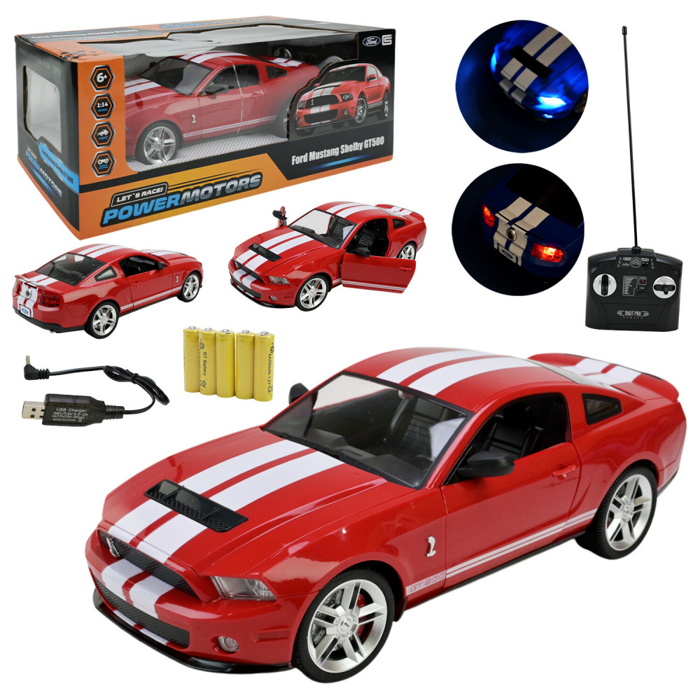 POWERMOTORS Ford Mustang Shelby GT500 1:14 - радіокерована модель • Червона (PM1404)