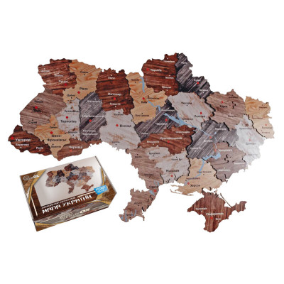 Пазл Мапа України - двошарова дерев'яна, настінна, 160×110 см (160-110)