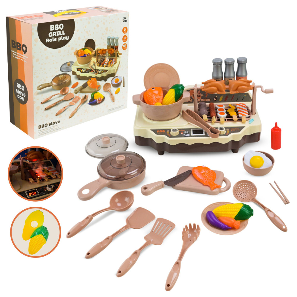 Ігровий набір BBQ Grill - плита з грилем, посуд і продукти (9935A)