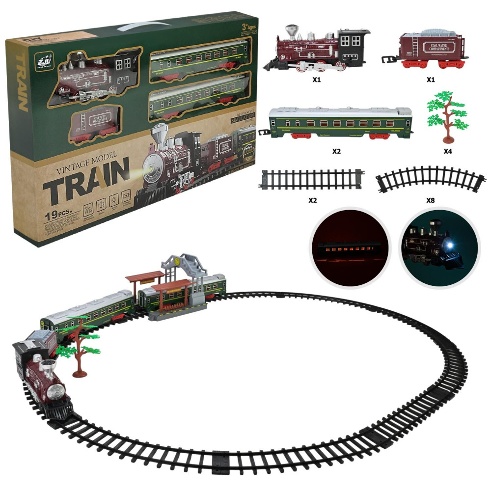 Залізниця Vintage Model Train - ретро-потяг зі станцією, світлом і звуком (9299-65)