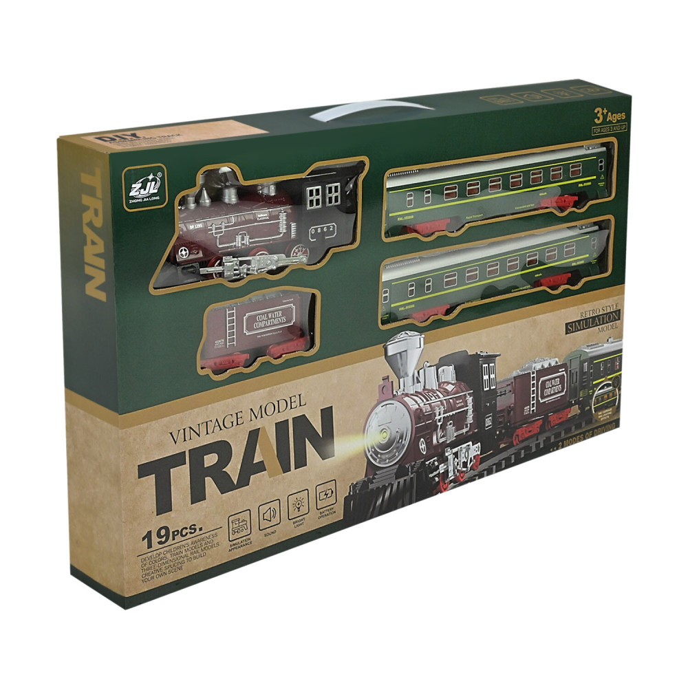 Залізниця Vintage Model Train - ретро-потяг зі станцією, світлом і звуком (9299-65)