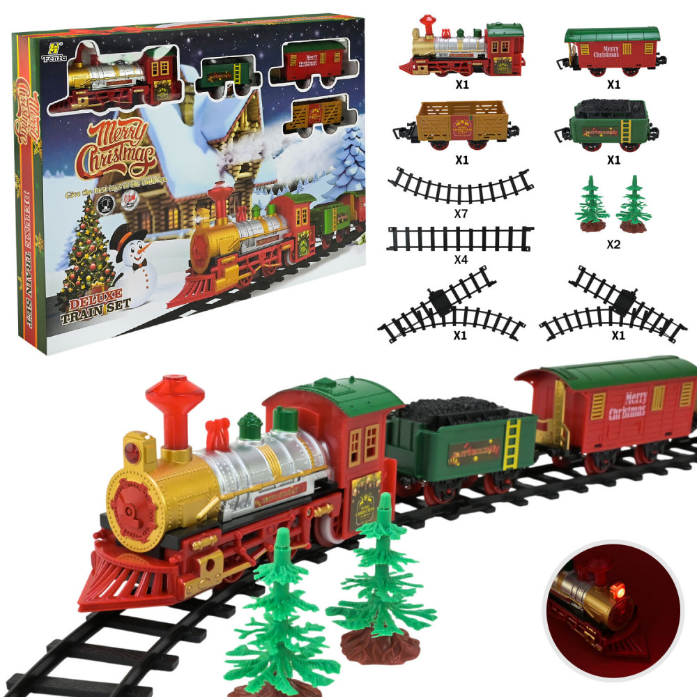 Залізниця Merry Christmas Deluxe - різдвяний потяг із 3 вагонами, світлом і звуком (1603B-1A)