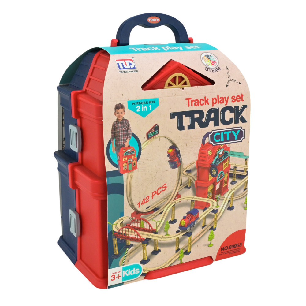 Залізниця Track City 142 деталі - ігровий набір у валізі-будиночку (89953) Залізниця Track City 142 деталі - ігровий набір у валізі-будиночку (89953)