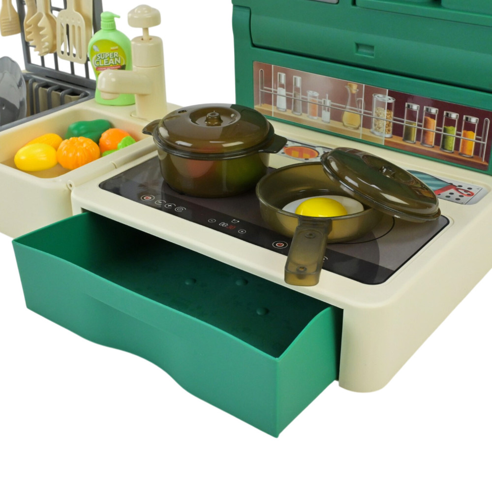 Ігрова мінікухня Home Kitchen - 48 предметів, кран із водою, складається у валізку (HS5588)