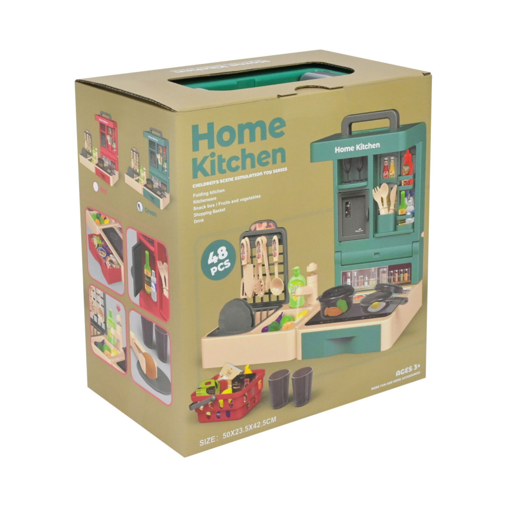 Ігрова мінікухня Home Kitchen - 48 предметів, кран із водою, складається у валізку (HS5588)
