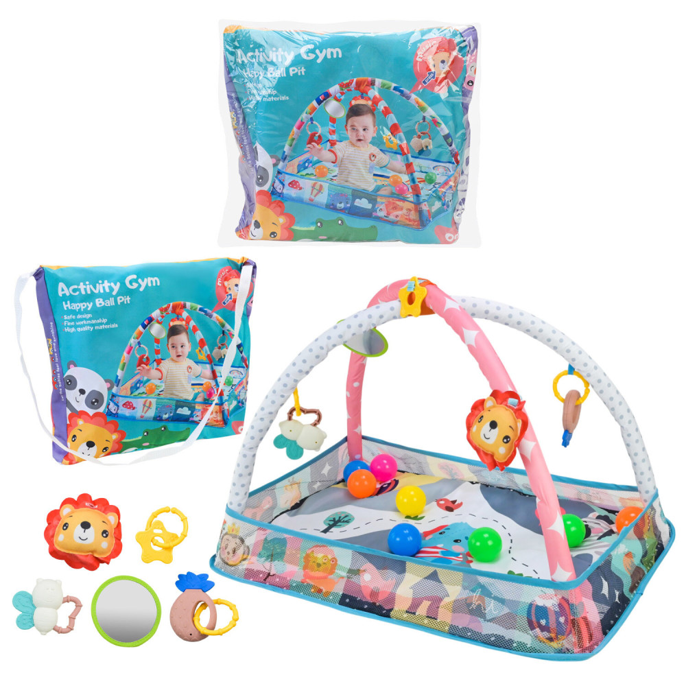 Развивающий коврик Happy Ball Pit - с дугами, погремушками и шариками (918-8023)