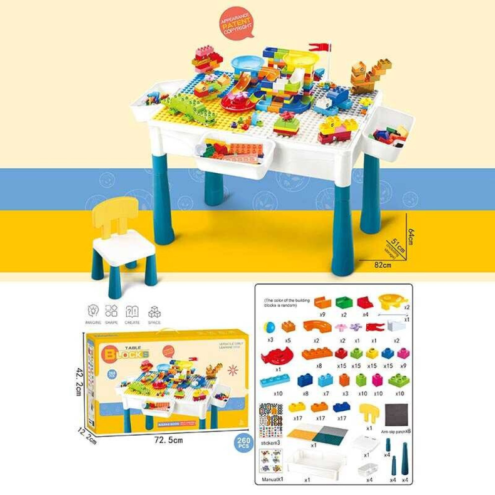 Игровой столик с конструктором - 260 деталей, стол и стул (6787-121)
