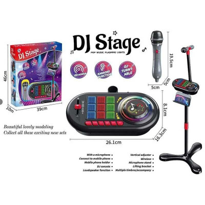 Музична установка DJ-пульт з мікрофоном і стійкою - Bluetooth, мелодії, запис, підсвічування (202)
