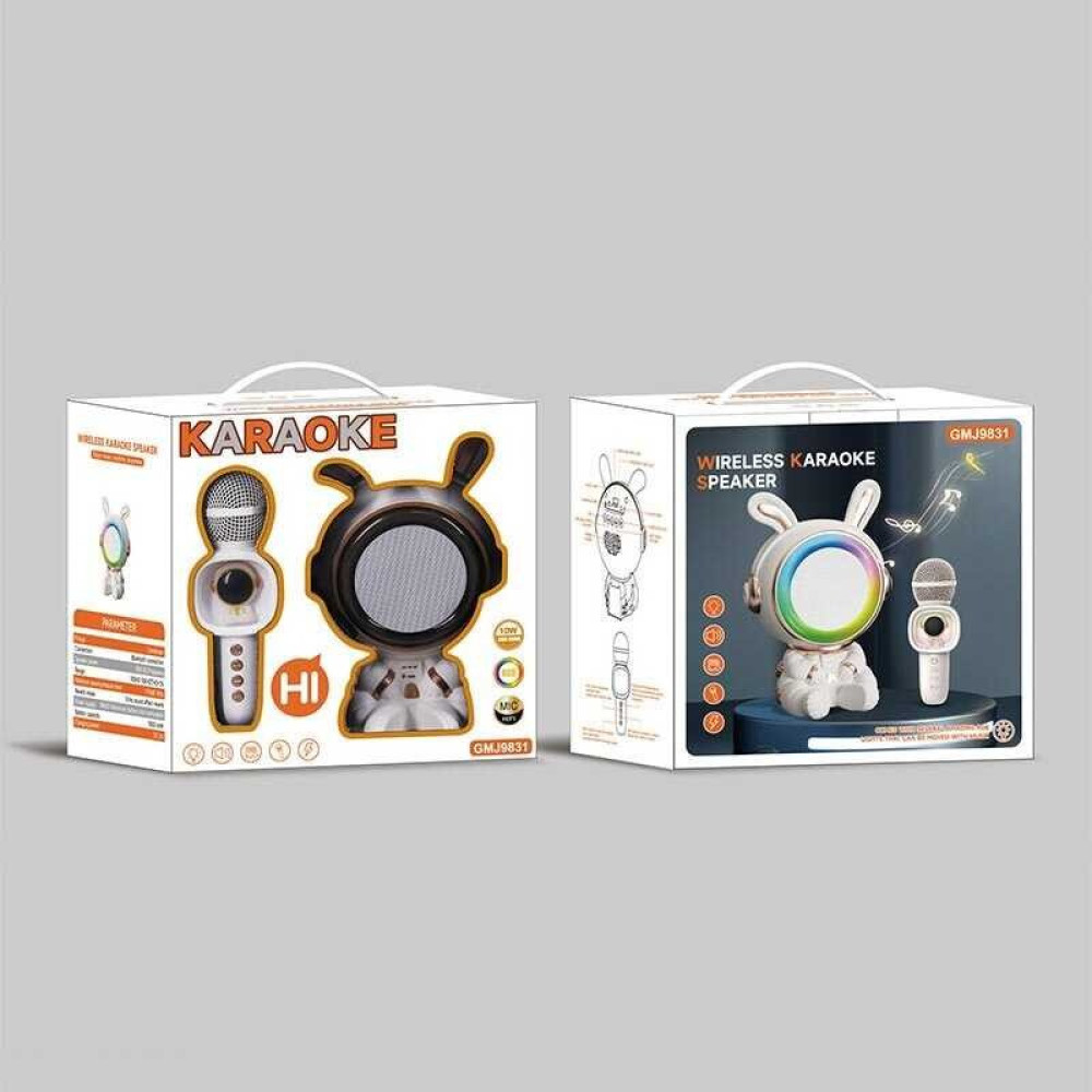 Беспроводное караоке Космонавт - колонка с микрофоном, Bluetooth и подсветка (GMJ 9831)