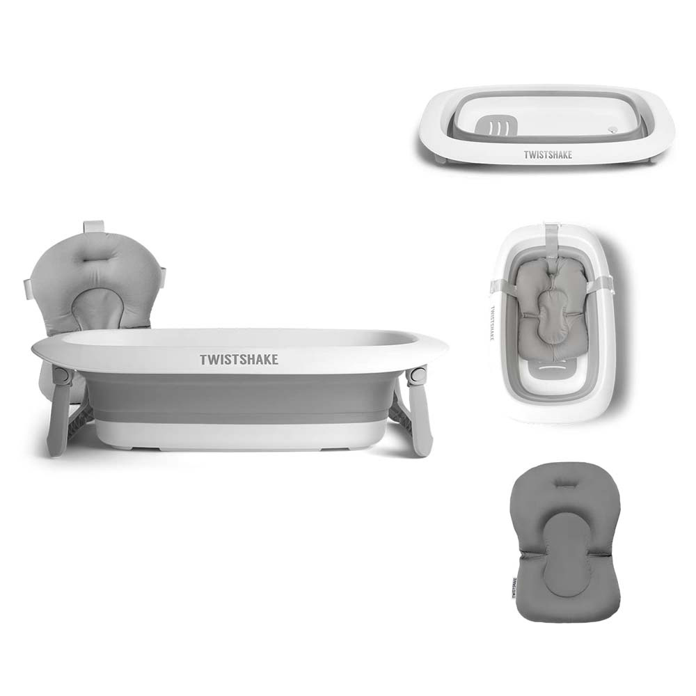 Twistshake Baby Bathtub - раскладная ванночка с вкладышем для купания • Pastel Grey