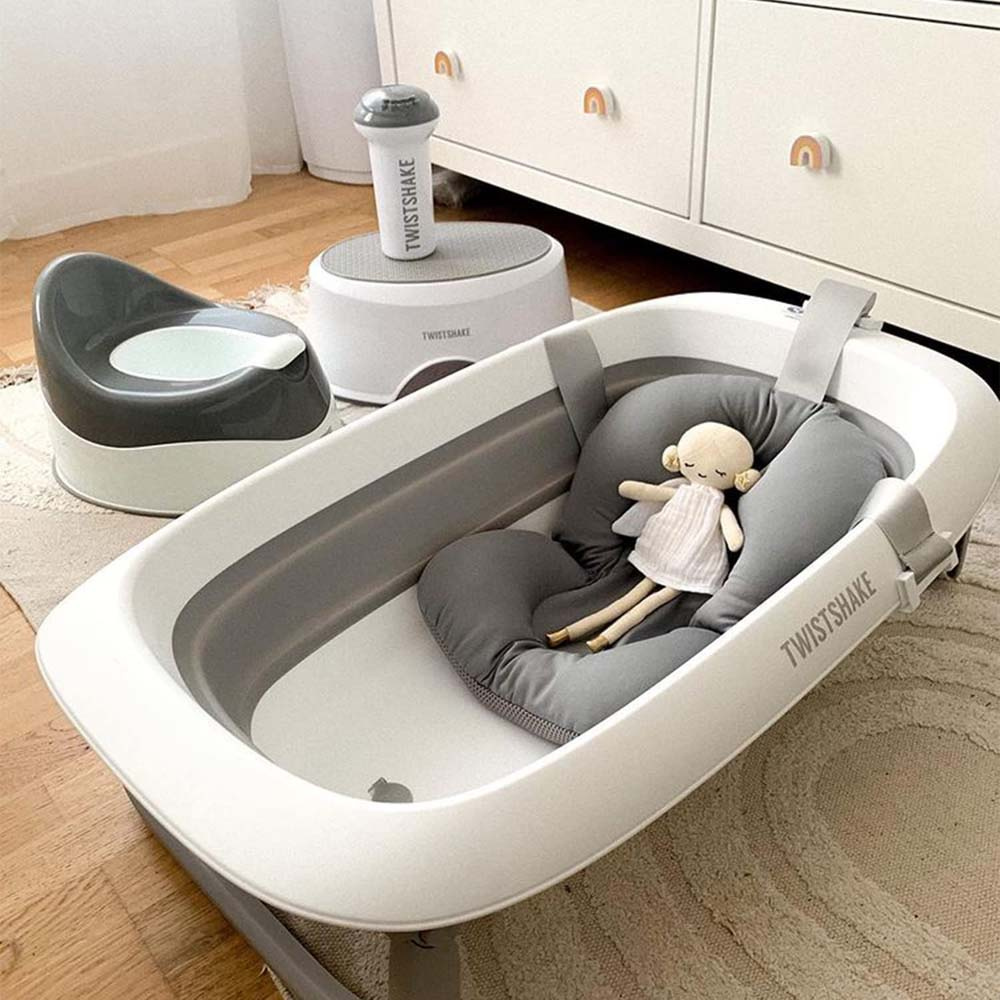 Twistshake Baby Bathtub - раскладная ванночка с вкладышем для купания • Pastel Grey