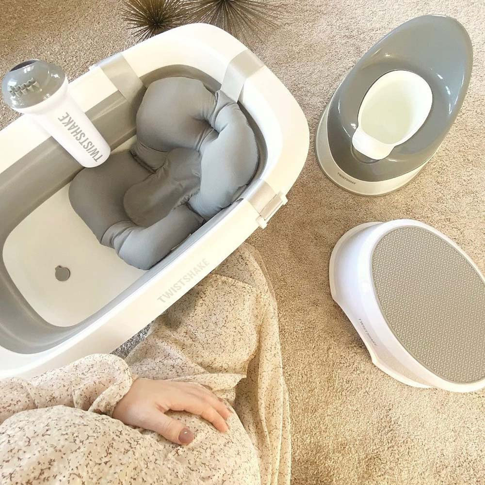 Twistshake Baby Bathtub - раскладная ванночка с вкладышем для купания • Pastel Grey