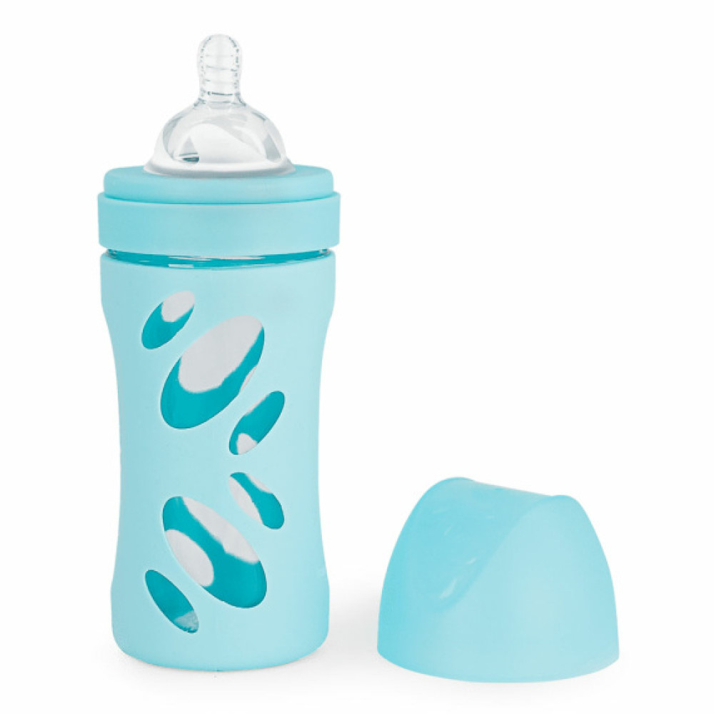 Twistshake Anti-Colic Glass 260 мл - скляна антиколікова пляшечка для годування • Pastel Blue