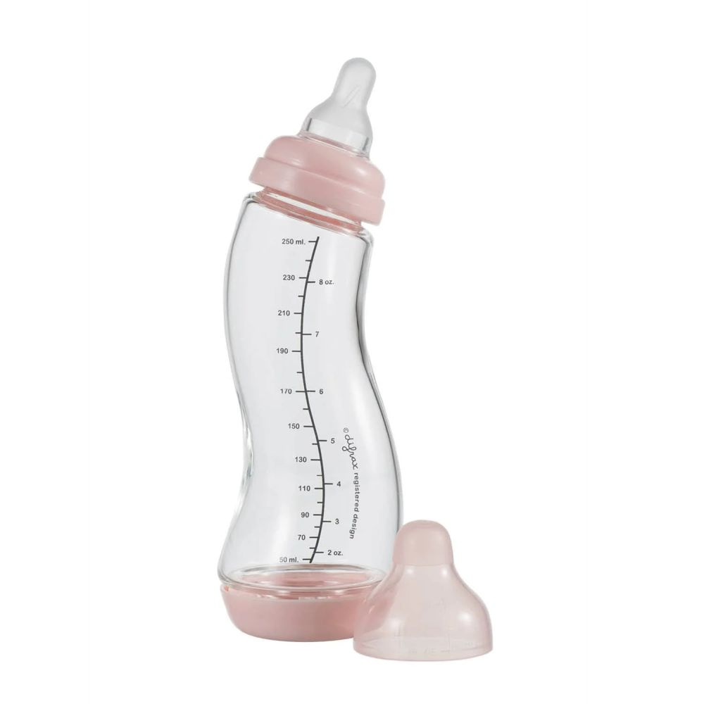 Difrax S-bottle Natural Glass 250 мл - скляна антиколікова пляшечка для годування • Pink