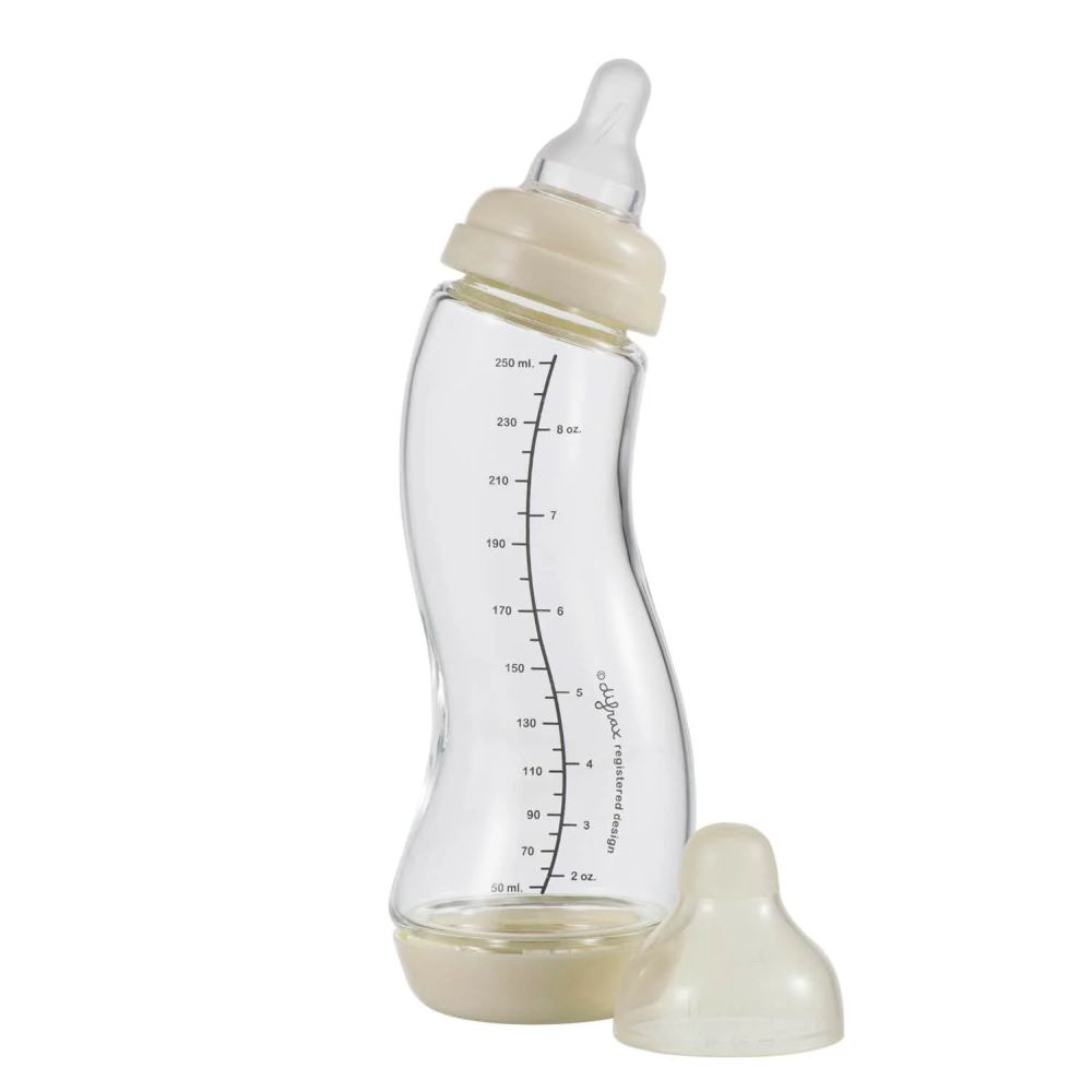 Difrax S-bottle Natural Glass 250 мл - скляна антиколікова пляшечка для годування • Popcorn