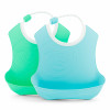 Twistshake Infant Bibs 4+ мес. - слюнявчики с карманом, 2 шт. • Pastel Blue Green