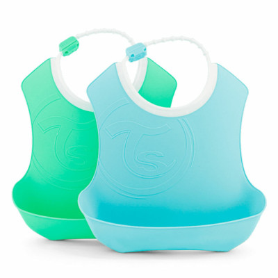 Twistshake Infant Bibs 4+ міс. - слинявчики з кишенею, 2 шт. • Pastel Blue Green