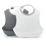 Twistshake Infant Bibs 4+ міс. - слинявчики з кишенею, 2 шт. • Pastel Grey White