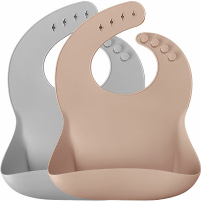 MinikOiOi Basics-Bib 2 шт. - силіконові нагрудники для годування • Bubble Beige / Powder Grey