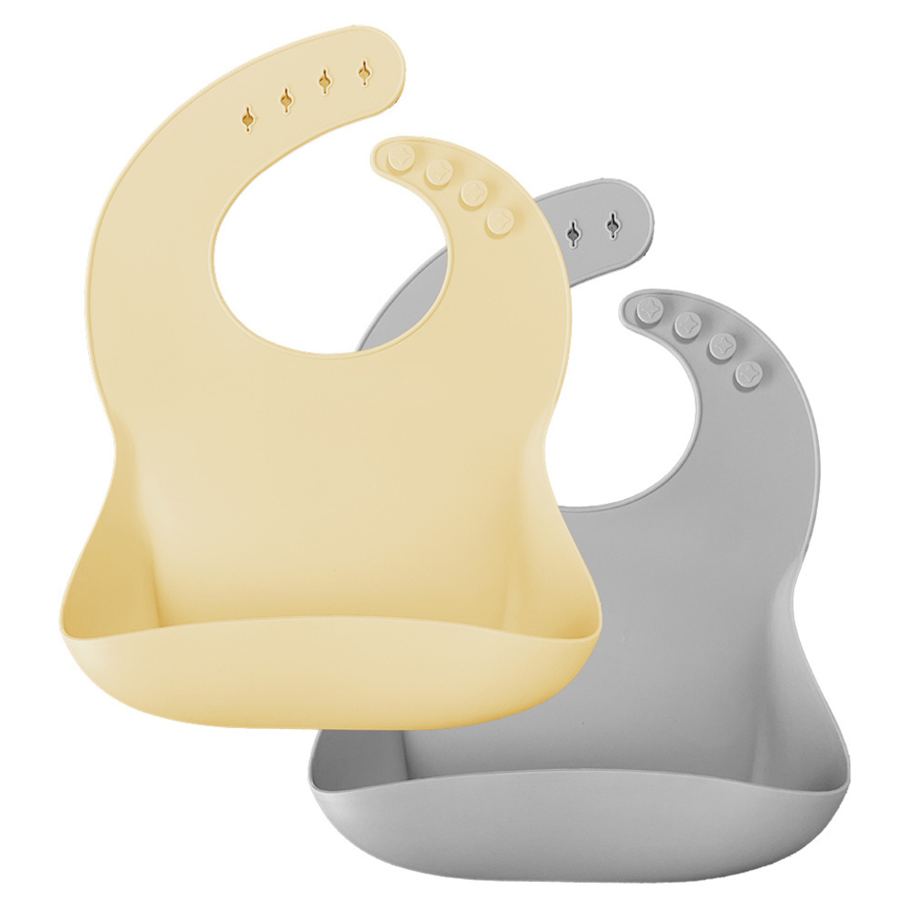 MinikOiOi Basics-Bib 2 шт. - силіконові нагрудники для годування • Mellow Yellow / Powder Grey