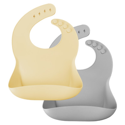 MinikOiOi Basics-Bib 2 шт. - силіконові нагрудники для годування • Mellow Yellow / Powder Grey