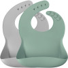 MinikOiOi Basics-Bib 2 шт. - силіконові нагрудники для годування • River Green / Powder Grey