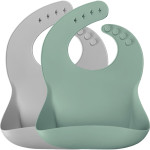 MinikOiOi Basics-Bib 2 шт. - силіконові нагрудники для годування • River Green / Powder Grey