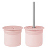 MinikOiOi Sip+Snack - силіконова чашка-контейнер з трубочкою • Pinky Pink / Powder Grey